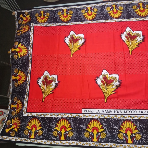 Urafiki Tanzania Khanga #529 60"x40" Penzi La Mama Kwa Mtoto Hutoka Kwa Mungu - Picture 3 of 16